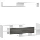 HOMCOM TV Unit with Storage for Wall-Mounted 65 TVs or Standing 50 TVs, TV stand set w/ a Wall Shelf & a Cabinet, Living Room Bedroom-White & Grey
