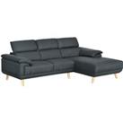HOMCOM Corner Sofas for Living Room, Fabric L Shaped Sofa Settee with Adjustable Headrest, 3 Seater 