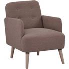 HOMCOM Upholstered Armchair, Nature Wood Frame Living Room Chairs with Birch Wood Legs & Thick P