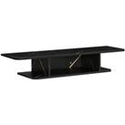 HOMCOM Floating TV Unit Stand for TVs up to 40, Wall Mounted Media Console with Storage Shelf, Entertainment Center, Black