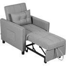 HOMCOM 3-In-1 Convertible Chair Bed, Pull Out Sleeper Chair, Fold Out Bed with Adjustable Backrest, 