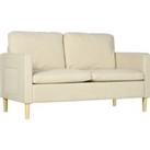 HOMCOM 143cm 2 Seater Sofa for Living Room, Modern Fabric Couch, Loveseat Sofa Settee with Wood Legs