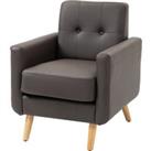 HOMCOM Modern Accent Chair, Tufted Living Room Chairs, PU Leather Armchair for Bedroom, Home Office,