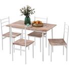 HOMCOM 5 Piece Dining Table and Chairs Set, Dining Room Sets, Steel Frame Space Saving Table and 4 C