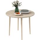HOMCOM Folding Dining Table, Round Drop Leaf Table, Space Saving Small Kitchen Table with Wood Legs for Dining Room, Natural