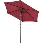 Outsunny 9ft Aluminium Patio Umbrella Sun Shade with Wine Red Canopy, Outdoor Market Caf? Yard Gazeb