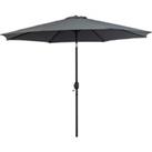 Outsunny 3(m) Tilting Parasol Garden Umbrellas, Outdoor Sun Shade with 8 Ribs, Tilt and Crank Handle