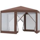 Outsunny Hexagonal Garden Gazebo Patio Party Outdoor Canopy Tent Sun Shelter with Mosquito Netting a