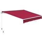 Outsunny 3.5M x 2.5M Garden Patio Manual Awning Canopy Sun Shade Shelter Retractable Winding Handle Wine Red