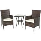 Outsunny Garden Outdoor Rattan Furniture Bistro Set 3 PCs Patio Weave Companion Chair Table Set Cons