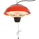 Outsunny 1500W Garden Electric Halogen Patio Heater Hanging Lamp Aluminum Outdoor Ceiling Mounted Heat Warmer - Red