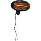 Outsunny 2kw Wall Mounted Infrared Electric Patio Heater Garden Outdoor Heating Warmer Waterproof 3 Power Settings Tilt Angle