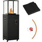 Outsunny 9KW Gas Patio Heater with Lava Rocks, Freestanding Heater Real Flame Propane Heater with Wheels, Dust Cover, Regulator and Hose