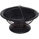 Outsunny 3-in-1 Outdoor Fire Pit, Garden Table with Cooking BBQ Grill, Firepit Bowl with Spark Scree