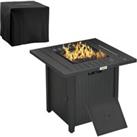 Outsunny Rattan-style Propane Gas Fire Pit Table with 50,000 BTU Burner, Square Smokeless Firepit Pa