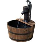 Outsunny 1 Tier Wooden Barrel Water Fountain Outdoor Garden Decorative Water Feature w/ Electric Pum