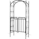 Outsunny Garden Decorative Metal Arch with Gate Outdoor Patio Trellis Arbor for Climbing Plant Archw