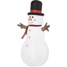 HOMCOM 6ft/1.82m Tall Giant Outdoor Indoor Inflatable Snowman Christmas Decoration for Lawn with Hat Scarf LED Lights