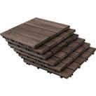 Outsunny 27 Pcs Solid Wood Interlocking Decking Tiles For Patio, Balcony, Roof Terrace, Hot Tub, Bla