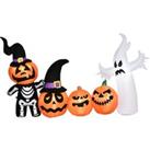 HOMCOM 8.5ft Inflatable Halloween Skeleton Pumpkin Ghost and White Ghost with Three Pumpkins, Blow-Up Outdoor LED Display for Garden, Party, Holiday