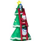 Outsunny 8ft Inflatable Christmas Tree with Santa Claus, Penguin and Snowman on Ladder, Blow-Up Outdoor LED Yard Display for Lawn Garden Party