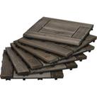 Outsunny 27 Pcs Wooden Interlocking Decking Tiles, 30 x 30 cm Outdoor Flooring Tiles, 2.5? per Pack,
