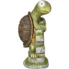 Outsunny Vivid Tortoise Art Sculpture with Solar LED Light, Colourful Garden Statue, Outdoor Ornamen