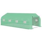 Outsunny 6 x 3 m Large Walk-In Greenhouse Garden Polytunnel Greenhouse w/ Metal Frame, Zippered Door