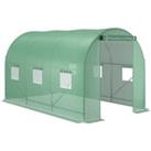 Outsunny 3.5 x 2 x 2 m Polytunnel Greenhouse, Walk in Pollytunnel Tent with Steel Frame, PE Cover, R