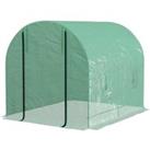 Outsunny 2.5 x 2m Walk-In Polytunnel Greenhouse, with Steel Frame, PE Cover, Roll-Up Door and 4 Wind