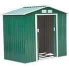 Outsunny 7ft x 4ft Lockable Garden Shed Large Patio Roofed Tool Metal Storage Building Foundation Sh