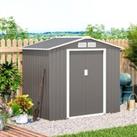 Outsunny 7ft x 4ft Lockable Garden Metal Storage Shed Storage Roofed Tool Metal Shed w/ Air Vents St