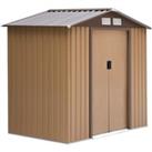 Outsunny 7 x 4 ft Lockable Garden Shed Large Patio Roofed Tool Metal Storage Building Foundation She