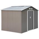 Outsunny 9 x 6FT Garden Metal Storage Shed Outdoor Storage Shed with Foundation Ventilation & Doors, Grey