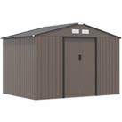Outsunny 9 x 6FT Garden Metal Storage Shed Outdoor Storage Shed with Foundation Ventilation & Do
