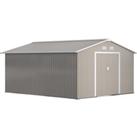 Outsunny 13 x 11ft Garden Metal Storage Shed Outdoor Storage Shed with Foundation Ventilation & 