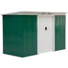 Outsunny 9ft x 4.25ft Corrugated Garden Metal Storage Shed Outdoor Equipment Tool Box with Foundatio