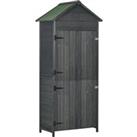 OutsunnyGarden Storage 4-Tier Wooden Garden Outdoor Shed 3 Shelves Utility Gardener Cabinet Lockable