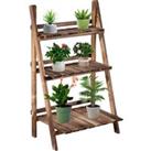Outsunny Wooden Folding Flower Pot Stand 3 Tier Garden Planter Display Ladder Gardener Storage Shelv