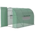 Outsunny Large Walk-In Greenhouse, Plant Gardening Tunnel Hot House with Metal Hinged Door, Galvanis