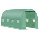 Outsunny 4x2 m Polytunnel Walk-in Greenhouse with Zip Door and Windows-Green