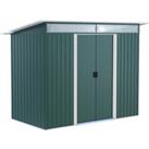 Outsunny Pent Roofed Metal Garden Shed House Hut Gardening Tool Storage w/ Ventilation 260L x 133W x