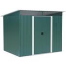 Outsunny Pent Roofed Metal Garden Shed House Hut Gardening Tool Storage w/ Ventilation 260L x 194W x 200H cm