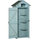 Outsunny Garden Shed Vertical Utility 3 Shelves Shed Wood Outdoor Garden Tool Storage Unit Storage C
