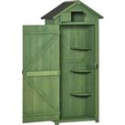 Outsunny Garden Shed Vertical Utility 3 Shelves Shed Wood Outdoor Garden Tool Storage Unit Storage C