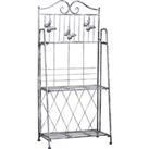 Outsunny Indoor Outdoor Freestanding 3-Tier Garden Plant Stand Metal Flower Display Rack for Potted 