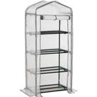 Outsunny Portable Mini Greenhouse, 4 Tier, Metal Frame with PE Cover, Plant Grow Shed, 160H x 70L x 