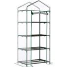 Outsunny 4 Tiers Mini Portable Greenhouse Plant Grow Shed Metal Frame Transparent Clear Cover 160H x