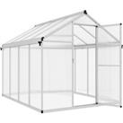 Outsunny 6 x 8ft Polycarbonate Greenhouse with Rain Gutters, Large Walk-In Green House with Door and