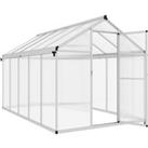 Outsunny 6 x 10ft Polycarbonate Greenhouse with Rain Gutters, Large Walk-In Green House with Window,